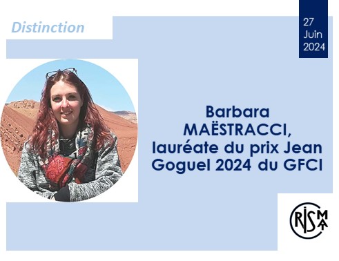 Barbara MAËSTRACCI, lauréate du prix Jean Goguel 2024 du GFCI
